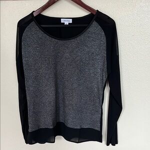 Calvin Klein Women's Black and Gray Top